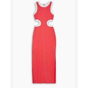STUAD Dolce Waist Cutout Maxi Dress In Hibiscus & White Sz XL New